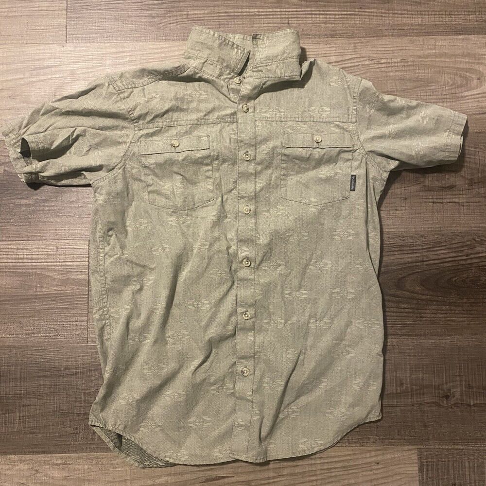 Columbia Shirt Mens Small Short Sleeve Button Up Aztec Outdoors Green Tribal